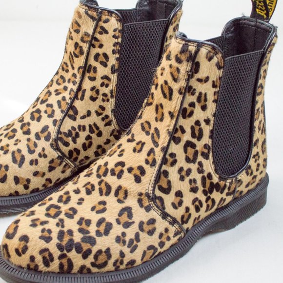 Dr. Martens Orange/ Brown Leopard Flora Hair Boot - Picture 6 of 10